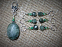 Green Line Jasper Stitch Marker Set , Stitch Markers - Jill's Beaded Knit Bits, Jill's Beaded Knit Bits
 - 2