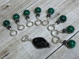 Malachite Green Snag Free Stitch Marker Set , Stitch Markers - Jill's Beaded Knit Bits, Jill's Beaded Knit Bits
 - 10