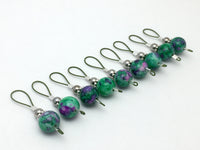 Mottled Green Wire Loop Stitch Markers , Stitch Markers - Jill's Beaded Knit Bits, Jill's Beaded Knit Bits
 - 1