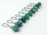 Mottled Green Wire Loop Stitch Markers , Stitch Markers - Jill's Beaded Knit Bits, Jill's Beaded Knit Bits
 - 5