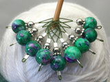 Mottled Green Wire Loop Stitch Markers , Stitch Markers - Jill's Beaded Knit Bits, Jill's Beaded Knit Bits
 - 4