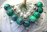 Mottled Green Wire Loop Stitch Markers , Stitch Markers - Jill's Beaded Knit Bits, Jill's Beaded Knit Bits
 - 6