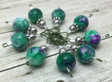 Mottled Green Wire Loop Stitch Markers , Stitch Markers - Jill's Beaded Knit Bits, Jill's Beaded Knit Bits
 - 2