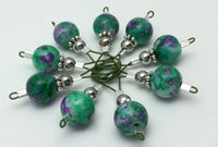 Mottled Green Wire Loop Stitch Markers , Stitch Markers - Jill's Beaded Knit Bits, Jill's Beaded Knit Bits
 - 7