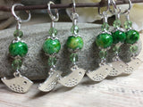 Silver-Bird-Stitch-Markers-Green-Beads , Stitch Markers - Jill's Beaded Knit Bits, Jill's Beaded Knit Bits
 - 7