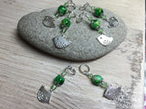 Silver-Bird-Stitch-Markers-Green-Beads , Stitch Markers - Jill's Beaded Knit Bits, Jill's Beaded Knit Bits
 - 3