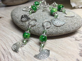 Silver-Bird-Stitch-Markers-Green-Beads , Stitch Markers - Jill's Beaded Knit Bits, Jill's Beaded Knit Bits
 - 2