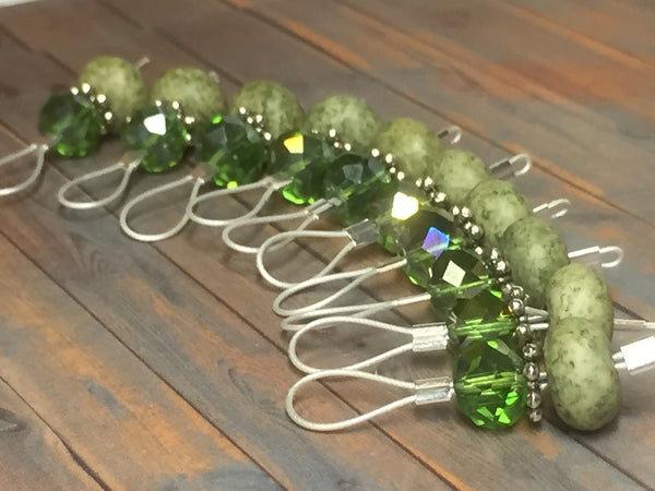 Green Grass Wire Loop Stitch Markers , Stitch Markers - Jill's Beaded Knit Bits, Jill's Beaded Knit Bits
 - 1