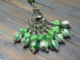 Knitting Bag Lanyard & Stitch Markers- Green Stripes , Stitch Markers - Jill's Beaded Knit Bits, Jill's Beaded Knit Bits
 - 4