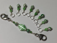 Knitting Bag Lanyard & Stitch Markers- Green Stripes , Stitch Markers - Jill's Beaded Knit Bits, Jill's Beaded Knit Bits
 - 7