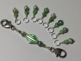 Knitting Bag Lanyard & Stitch Markers- Green Stripes , Stitch Markers - Jill's Beaded Knit Bits, Jill's Beaded Knit Bits
 - 7