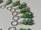 Knitting Bag Lanyard & Stitch Markers- Green Stripes , Stitch Markers - Jill's Beaded Knit Bits, Jill's Beaded Knit Bits
 - 5