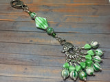 Knitting Bag Lanyard & Stitch Markers- Green Stripes , Stitch Markers - Jill's Beaded Knit Bits, Jill's Beaded Knit Bits
 - 3