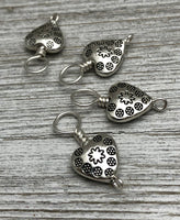 Silver Hearts Stitch Markers on Sterling Silver Filled Wire | Gifts for Knitters