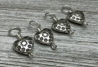 Silver Hearts Stitch Markers on Sterling Silver Filled Wire | Gifts for Knitters