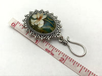 MAGNETIC Hibiscus Flower Portuguese Knitting Pin- ID Badge Holder