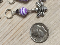 Honey Bee Knitting Marker Set- Purple , Stitch Markers - Jill's Beaded Knit Bits, Jill's Beaded Knit Bits
 - 5