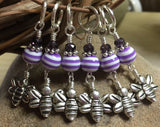 Honey Bee Knitting Marker Set- Purple , Stitch Markers - Jill's Beaded Knit Bits, Jill's Beaded Knit Bits
 - 1