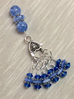 Blue Speckle Stitch Marker Holder & Stitch Markers , Stitch Markers - Jill's Beaded Knit Bits, Jill's Beaded Knit Bits
 - 3