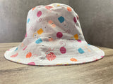 Ladies Reversible Bucket Hat, Knitting Themed Sun Hat