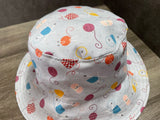 Ladies Reversible Bucket Hat, Knitting Themed Sun Hat