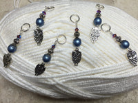 6 Snag Free Blue Owl Stitch Markers , Stitch Markers - Jill's Beaded Knit Bits, Jill's Beaded Knit Bits
 - 5