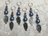 6 Snag Free Blue Owl Stitch Markers , Stitch Markers - Jill's Beaded Knit Bits, Jill's Beaded Knit Bits
 - 4