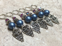 6 Snag Free Blue Owl Stitch Markers , Stitch Markers - Jill's Beaded Knit Bits, Jill's Beaded Knit Bits
 - 3