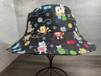 Knitting Kittens Reversible Bucket Hat, Knitting Themed Sun Hat