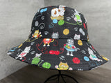 Knitting Kittens Reversible Bucket Hat, Knitting Themed Sun Hat