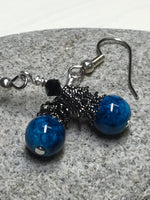 Dark Aqua River Stone Earrings , jewelry - Jill's Beaded Knit Bits, Jill's Beaded Knit Bits
 - 4