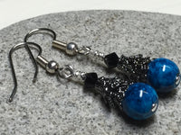 Dark Aqua River Stone Earrings , jewelry - Jill's Beaded Knit Bits, Jill's Beaded Knit Bits
 - 1