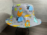 Knitting Sheep Reversible Bucket Hat, Knitting Themed Sun Hat