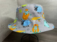 Knitting Sheep Reversible Bucket Hat, Knitting Themed Sun Hat