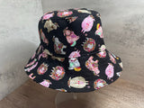 Pink Sheep Reversible Bucket Hat, Knitting Themed Sun Hat