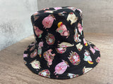 Pink Sheep Reversible Bucket Hat, Knitting Themed Sun Hat