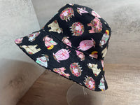 Pink Sheep Reversible Bucket Hat, Knitting Themed Sun Hat