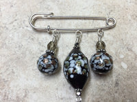 Black Glass Shawl Pin , jewelry - Jill's Beaded Knit Bits, Jill's Beaded Knit Bits
 - 4