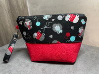 Tossed Sheep Knitting Project Bag, Crochet Project Bag, Zippered Pouch with Wristlet