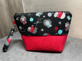 Tossed Sheep Knitting Project Bag, Crochet Project Bag, Zippered Pouch with Wristlet