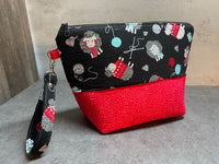 Tossed Sheep Knitting Project Bag, Crochet Project Bag, Zippered Pouch with Wristlet