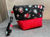 Tossed Sheep Knitting Project Bag, Crochet Project Bag, Zippered Pouch with Wristlet