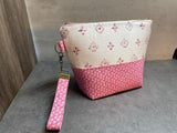 Pretty Pink Knitting Project Bag, Crochet Project Bag, Zippered Pouch with Wristlet