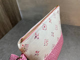Pretty Pink Knitting Project Bag, Crochet Project Bag, Zippered Pouch with Wristlet