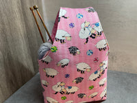 Walk Around Knitting Project Bag, Crochet Project Bag, Sheep Print Tote