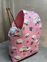 Walk Around Knitting Project Bag, Crochet Project Bag, Sheep Print Tote