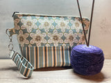 Sage Knitting Project Bag, Crochet Project Bag, Zippered Pouch with Wristlet