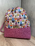 Gnomes Drawstring Knitting Project Bag, Crochet Project Bag