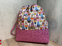 Gnomes Drawstring Knitting Project Bag, Crochet Project Bag