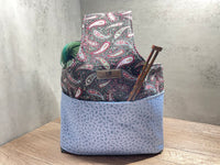 Paisley Print Walk Around Knitting Project Bag, Crochet Project Bag, Knitting Tote 3 Sizes